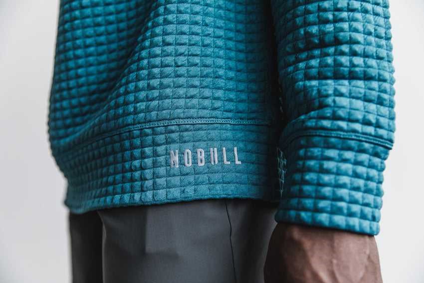 Nobull Quilted Crew Pullover Outerwear Steel Blue | 9642-SUNXQ