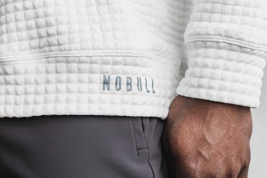 Nobull Quilted Crew Pullover Outerwear White | 1092-TRXAZ