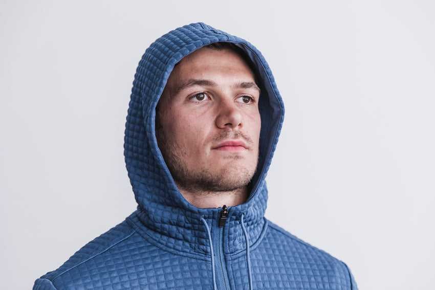 Nobull Quilted Zip-Up Jacket Outerwear Coastal Blue | 1986-OBGSY