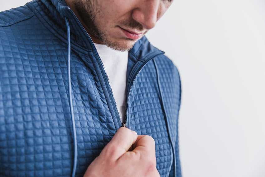 Nobull Quilted Zip-Up Jacket Outerwear Coastal Blue | 1986-OBGSY