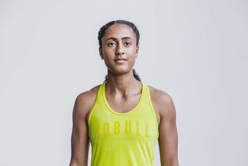 Nobull Racerback Tank (Neon Camo) Tanks & Tees Neon Yellow Camo | 4593-UGAXH