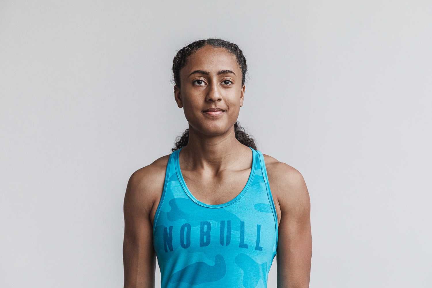 Nobull Racerback Tank (Neon Camo) Tanks & Tees Neon Blue Camo | 8062-VGOCI