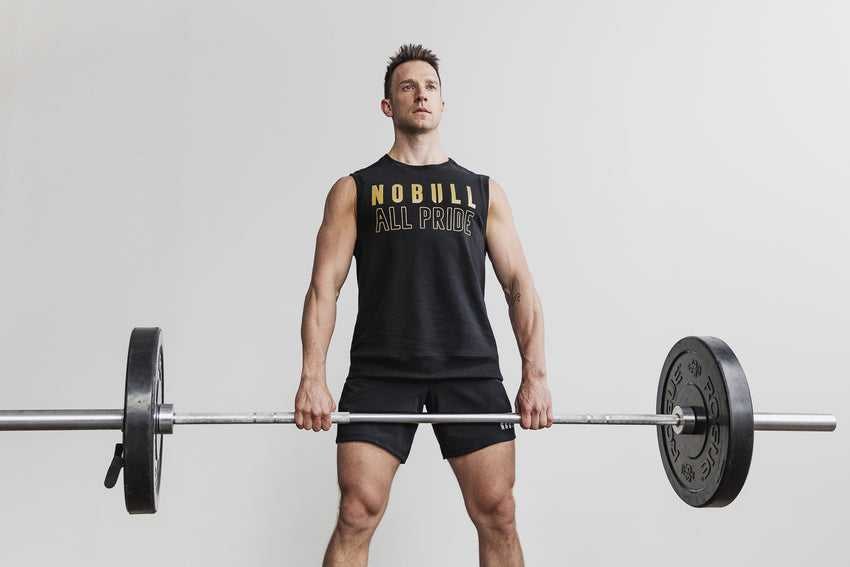 Nobull Sleeveless Crew Sweatshirt (Pride) Outerwear Black / Gold | 2907-ILPZU