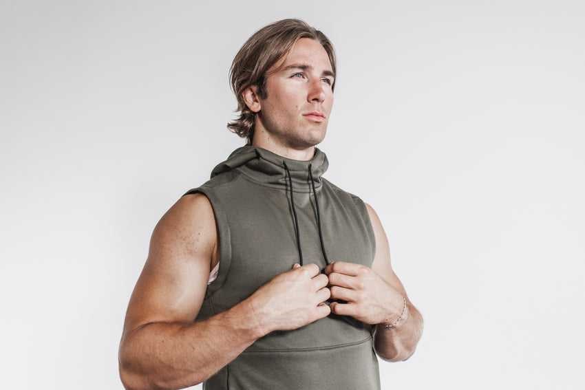 Nobull Sleeveless Hoodie Outerwear Army Green | 5683-EYNKI