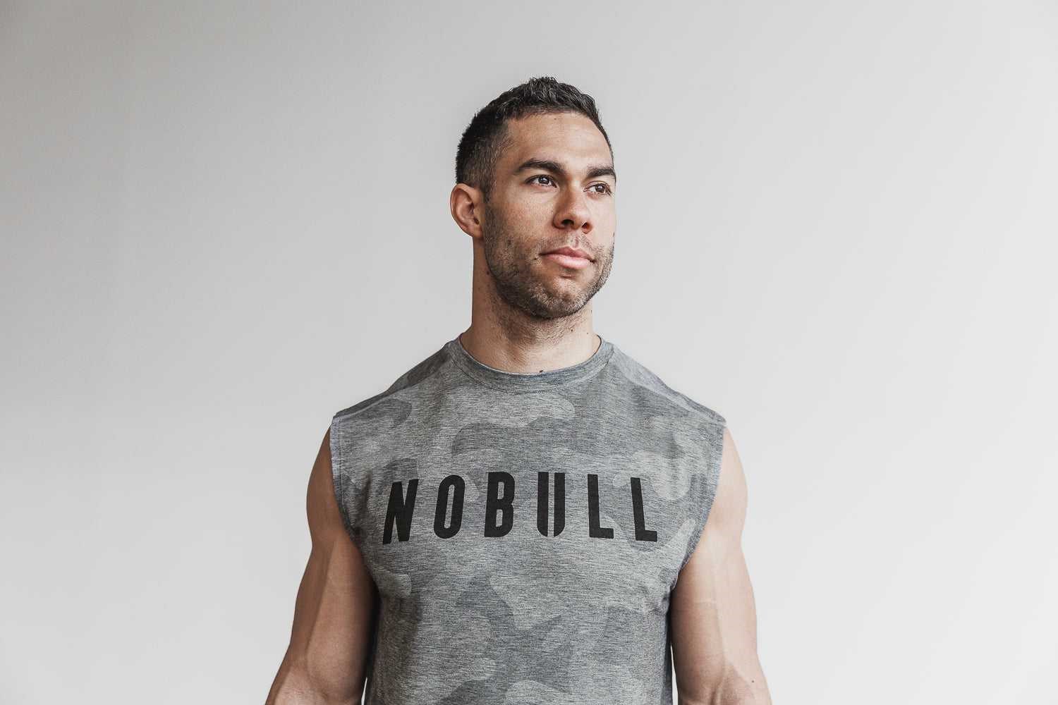 Nobull Sleeveless Tee (Camo) Tanks & Tees Grey Camo | 6902-HNELF