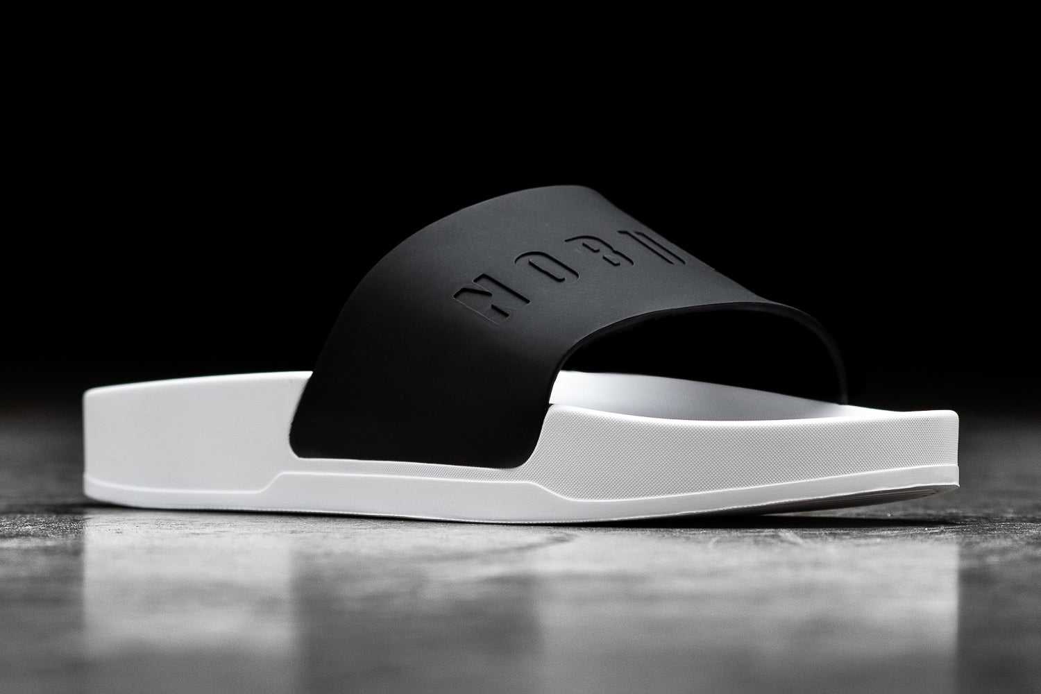 Nobull Slide Slides Black White | 6194-UDPNK