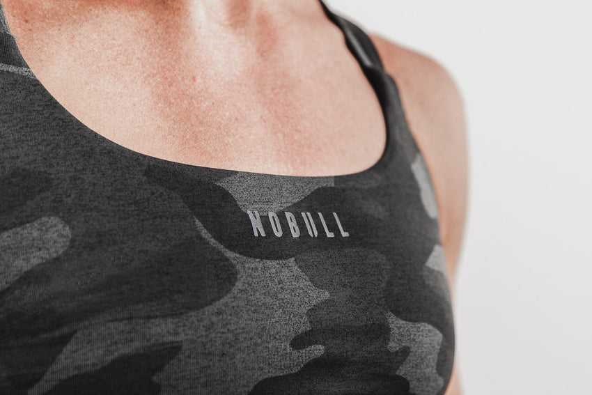 Nobull Sports Bra (Plush Heather) Sports Bras Charcoal Camo | 1897-HPDYZ