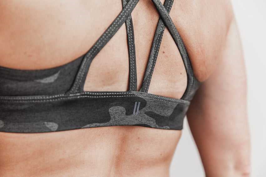 Nobull Sports Bra (Plush Heather) Sports Bras Charcoal Camo | 1897-HPDYZ