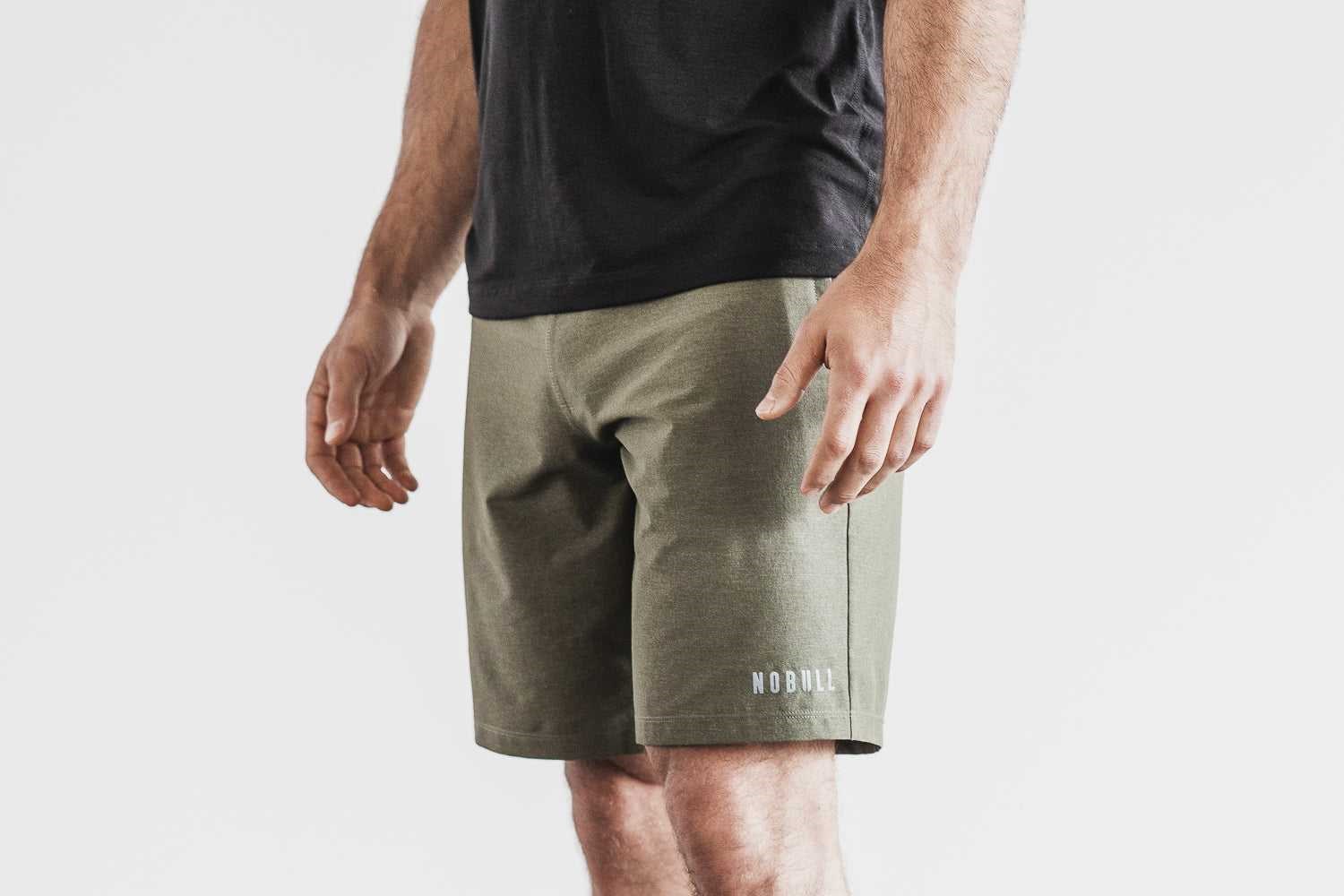 Nobull Stretch Woven Short 9 inches Bottoms Army Green Heather | 7246-KVRBD