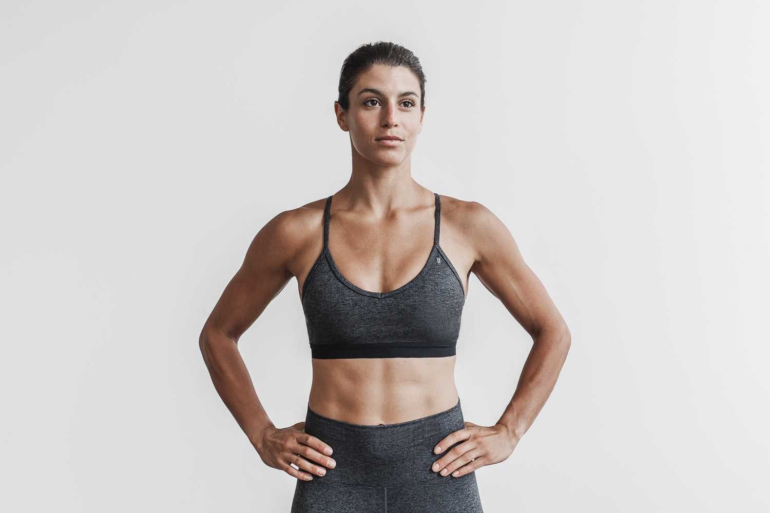 Nobull V-Neck Sports Bra (Matte) Sports Bras Charcoal Heather Matte | 3102-HXDEW