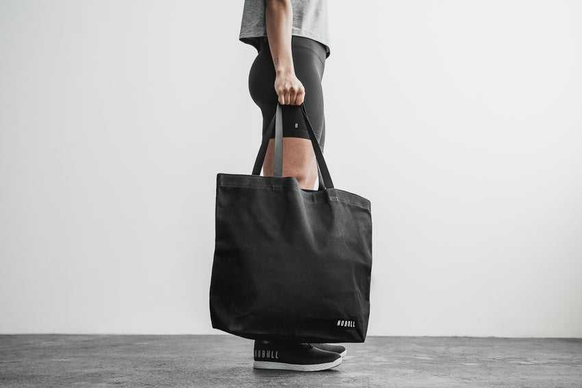 Nobull Waxed Canvas Open Top Tote Bag Bags Black | 2154-ULOKX