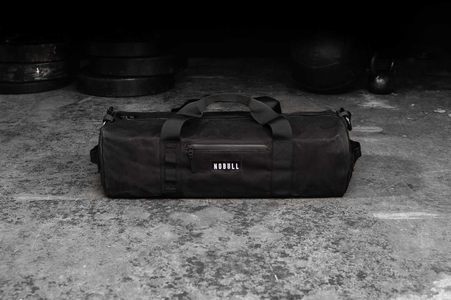 Nobull Waxed Canvas Traditional Duffle Bags Black | 8632-VQBJK