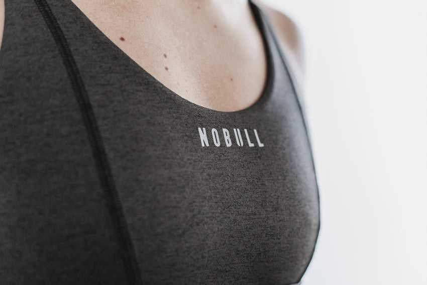 Nobull Wide Band Sports Bra (Plush Heather) Sports Bras Black Heather | 0942-ZJPED