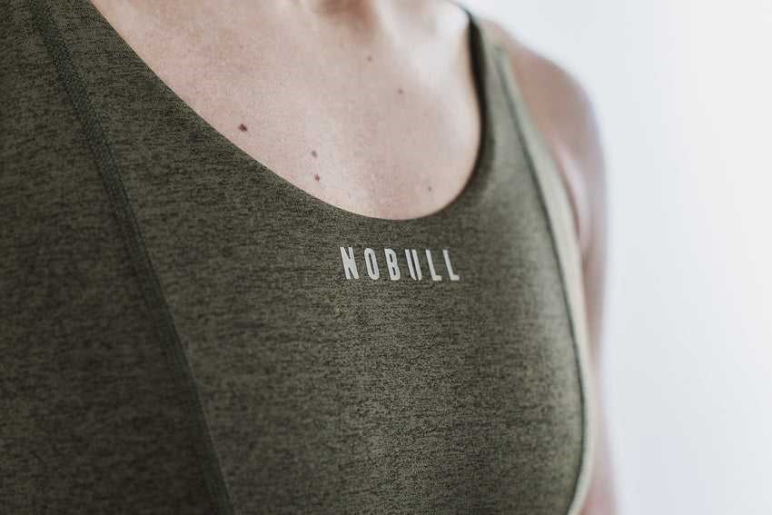 Nobull Wide Band Sports Bra (Plush Heather) Sports Bras Olive Heather | 4837-BKURZ