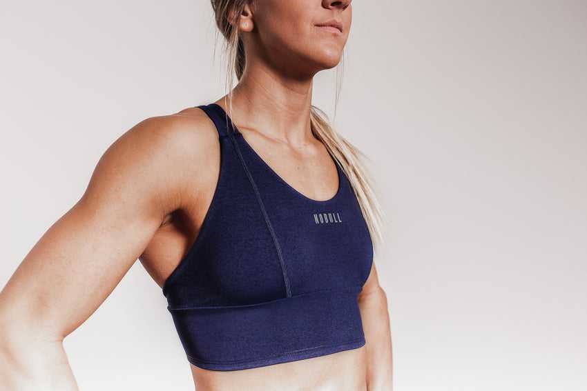 Nobull Wide Band Sports Bra (Plush Heather) Sports Bras Deep Navy Heather | 8645-CDQZH