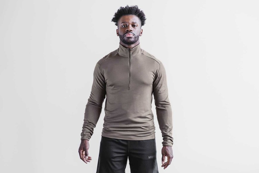 Nobull Blended Merino Wool 1/4 Zip Outerwear Dark Fallen Rock | 0126-GIHQR