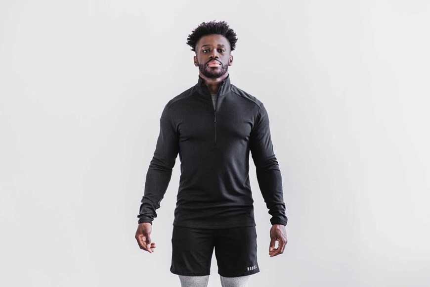 Nobull Blended Merino Wool 1/4 Zip Outerwear Black | 2169-UZCJD