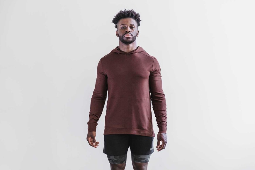 Nobull Blended Merino Wool Hoodie Outerwear Redwood | 5094-OBGXL