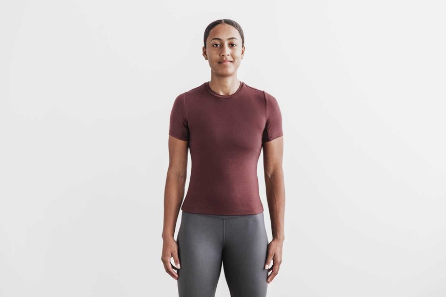 Nobull Blended Merino Wool Tee Tanks & Tees Redwood | 1063-OAYPV