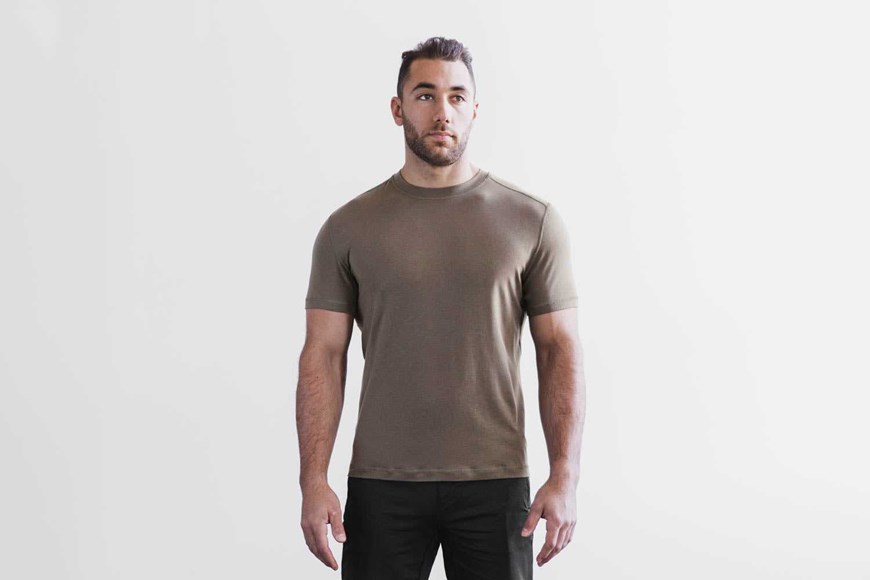 Nobull Blended Merino Wool Tee Tanks & Tees Dark Fallen Rock | 6913-XZPVR