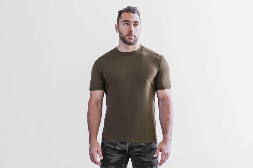 Nobull Blended Merino Wool Tee Tanks & Tees Army Green | 8902-OAUPE