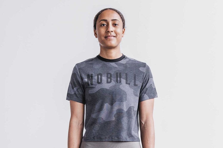 Nobull Boxy Tee (Camo) Tanks & Tees Charcoal Camo | 3792-UZTJF