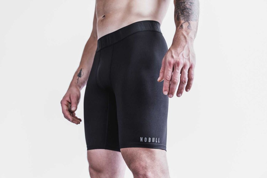 Nobull Compression Short 9 inches (Plush Heather) Bottoms Black | 2670-EBYKT