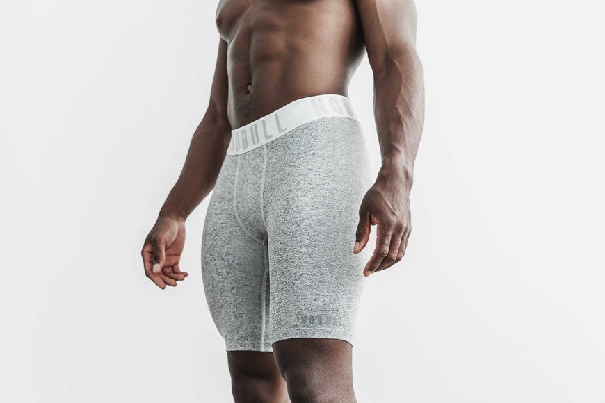 Nobull Compression Short 9 inches (Plush Heather) Bottoms White Heather | 9782-XEVRC