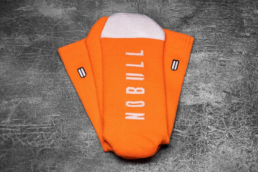 Nobull Crew Sock (Neon) Socks Neon Orange White | 9340-SAIKR