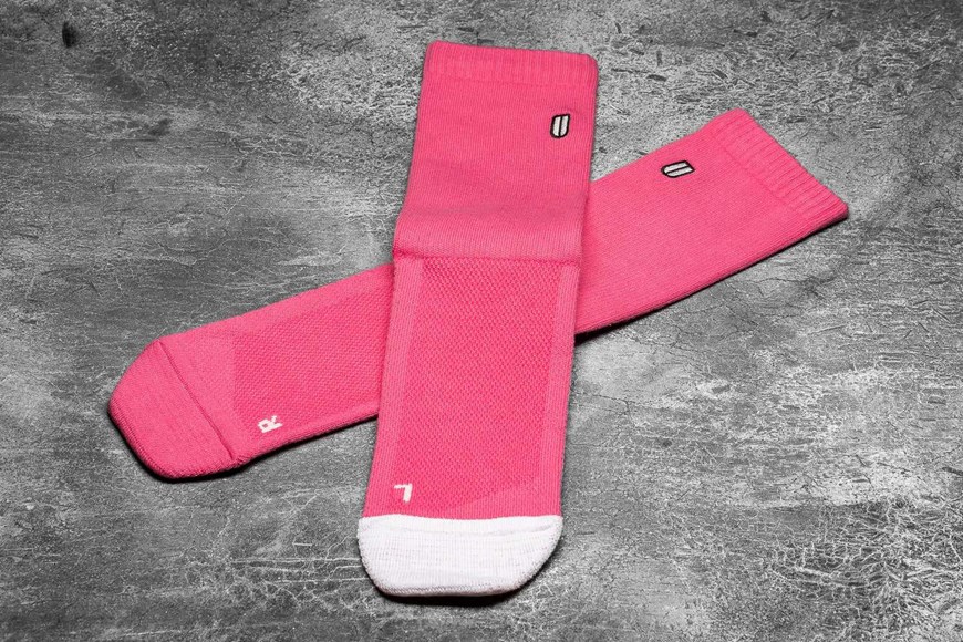 Nobull Crew Sock (Neon) Socks Neon Pink White | 4605-DQHOZ