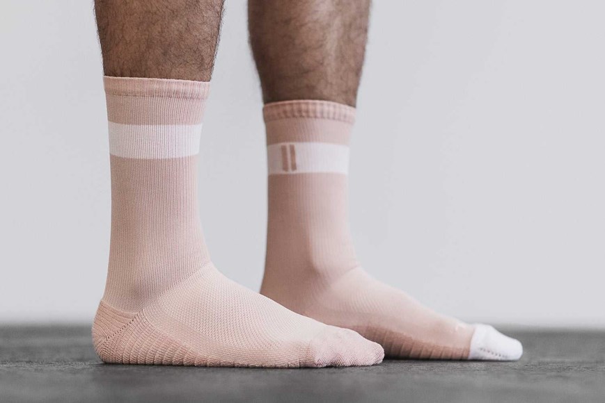 Nobull Crew Sock Socks Dusty Rose White | 2617-FNEAG