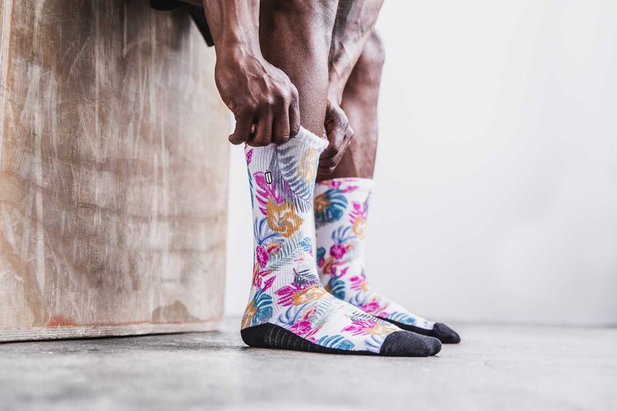 Nobull Crew Sock (Tropical) Socks Tropical White | 8061-ANQKU