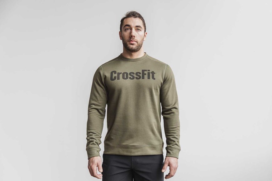 Nobull Crossfit Crew Sweatshirt Outerwear Army Green | 4703-CVBAG