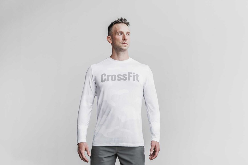 Nobull Crossfit Long Sleeve Tee (Camo) Tanks & Tees White Camo | 8053-YAKFP