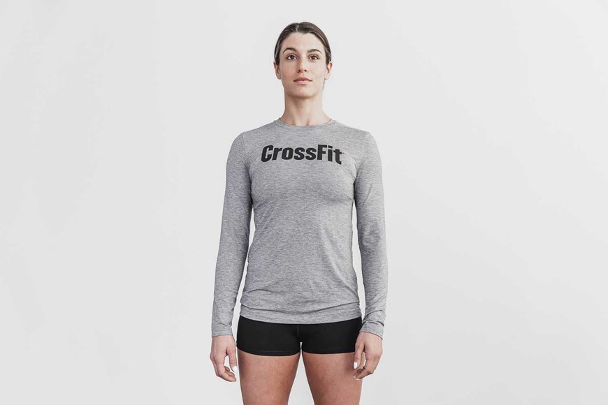 Nobull Crossfit Long Sleeve Tee Tanks & Tees Heather Grey | 4951-LJNTH