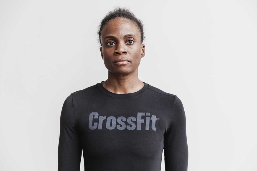 Nobull Crossfit Long Sleeve Tee Tanks & Tees Black | 6193-ZKBIR