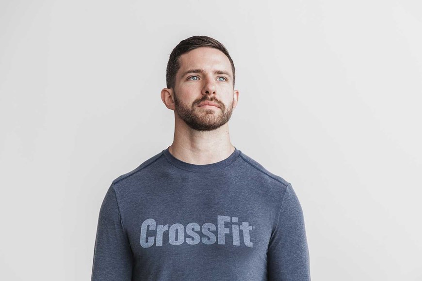 Nobull Crossfit Long Sleeve Tee Tanks & Tees Navy | 9302-LDCMU