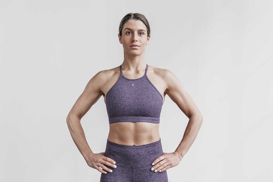 Nobull Halter Sports Bra (Matte) Sports Bras Deep Lavender Heather Matte | 5180-YZFKT