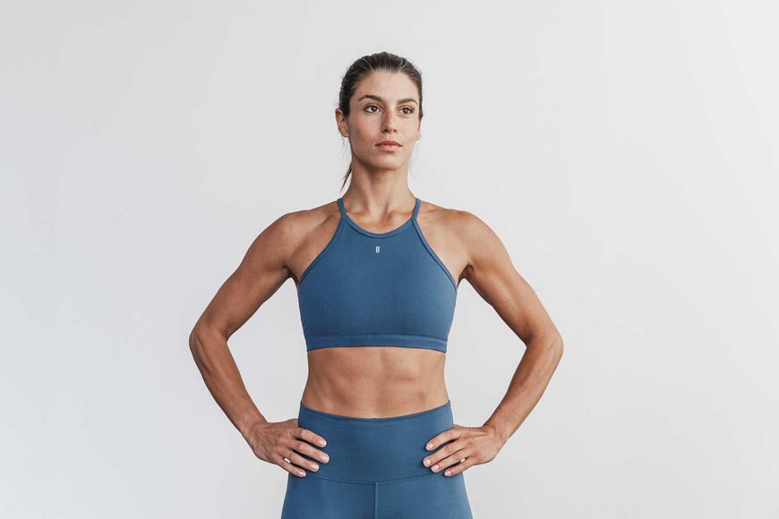 Nobull Halter Sports Bra (Matte) Sports Bras Coastal Blue Matte | 5376-QYIJD