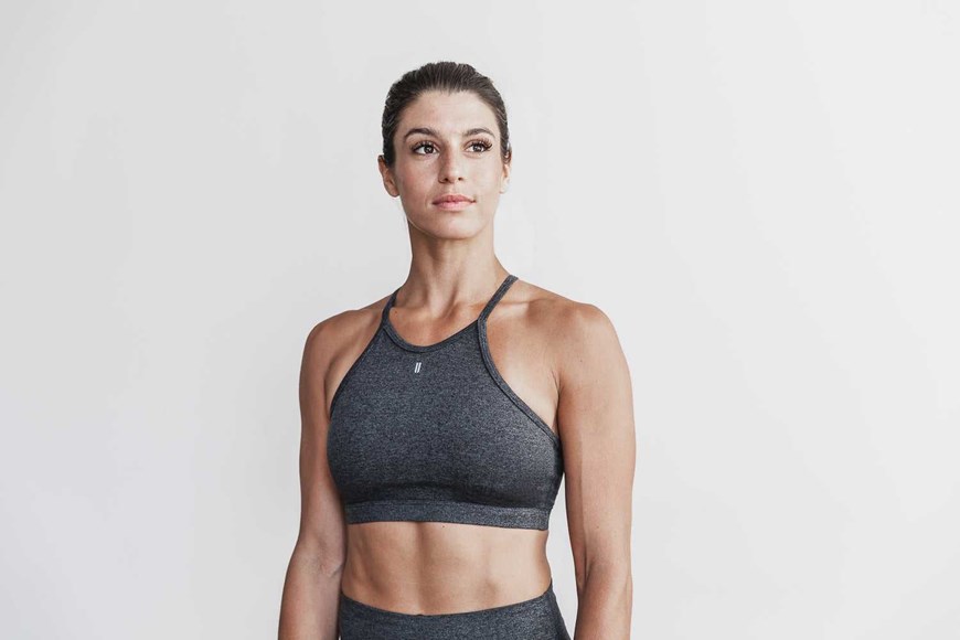 Nobull Halter Sports Bra (Matte) Sports Bras Charcoal Heather Matte | 7698-KLQVB