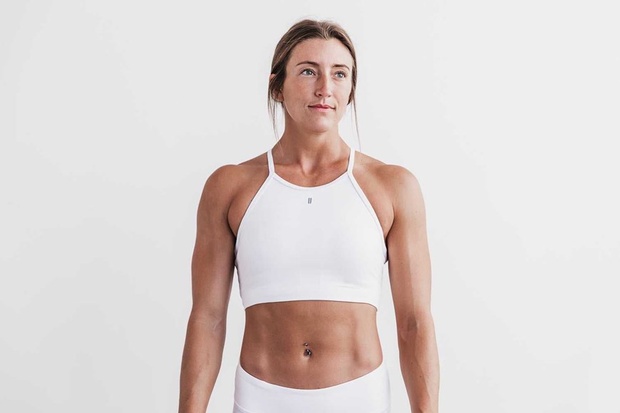 Nobull Halter Sports Bra (Matte) Sports Bras White Matte | 9547-RMJGT