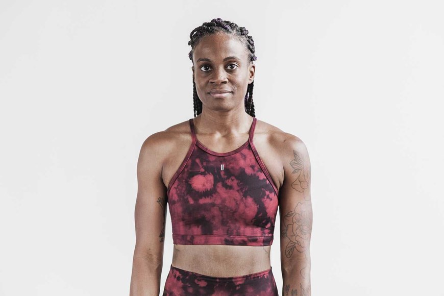 Nobull Halter Sports Bra (Tie-Dye) Sports Bras Lava / Black Tie-Dye | 6345-HQFAE