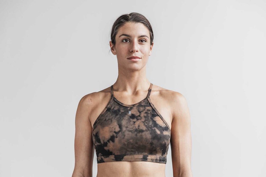 Nobull Halter Sports Bra (Tie-Dye) Sports Bras Toffee / Black Tie-Dye | 8719-NOVAZ