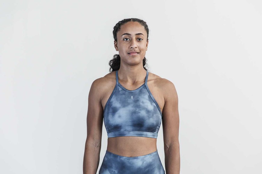 Nobull Halter Sports Bra (Tie-Dye) Sports Bras Slate / Ink Tie-Dye | 9562-VLGTK