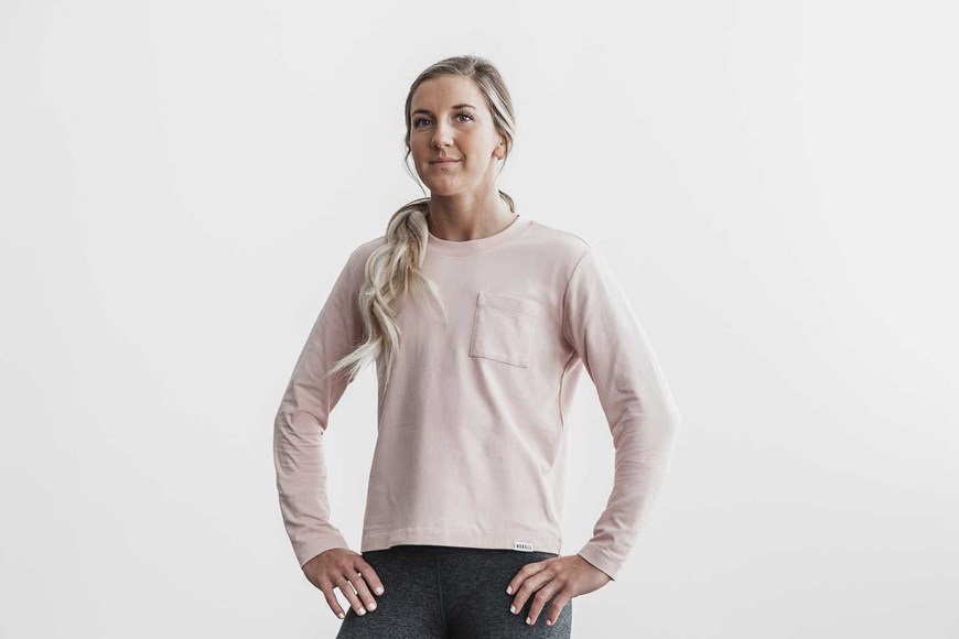 Nobull Heavyweight Long Sleeve Pocket Boxy Tee Tanks & Tees Dusty Rose | 8247-QRWZV