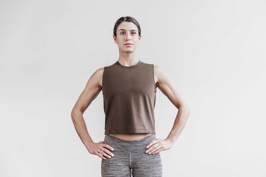 Nobull Heavyweight Sleeveless Crop Tee Tanks & Tees Espresso | 4815-JISOM