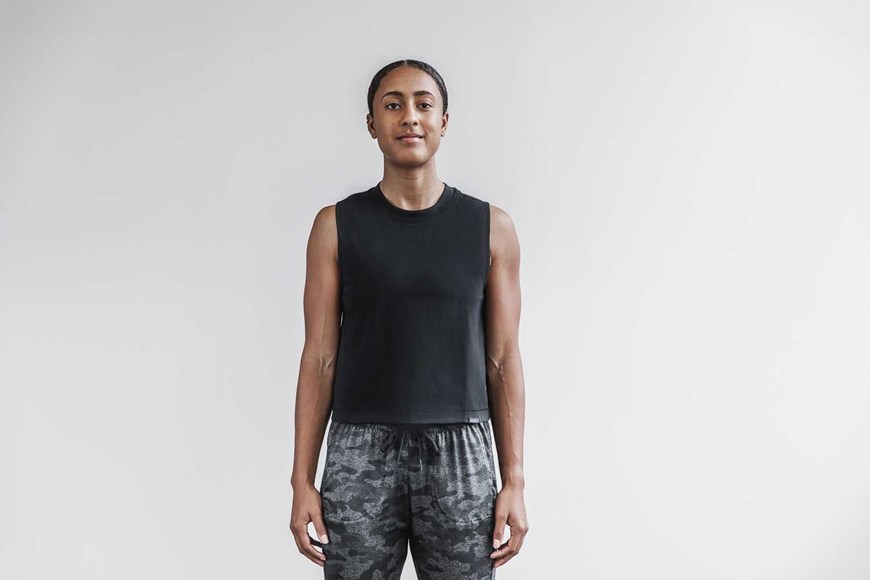 Nobull Heavyweight Sleeveless Crop Tee Tanks & Tees Black | 8490-YHRJE