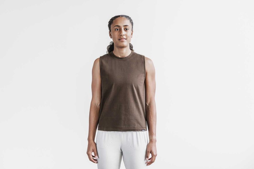 Nobull Heavyweight Sleeveless Tee Tanks & Tees Espresso | 1920-QUTBR