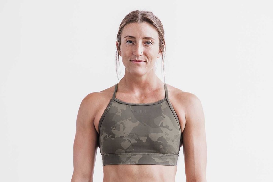 Nobull High-Neck Sports Bra (Continental Camo) Sports Bras Fallen Rock Continental Camo | 7850-WMOFB