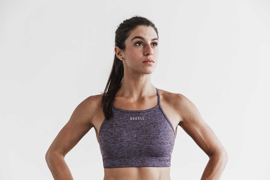 Nobull High-Neck Sports Bra (Matte) Sports Bras Deep Lavender Heather Matte | 9603-KTYSW